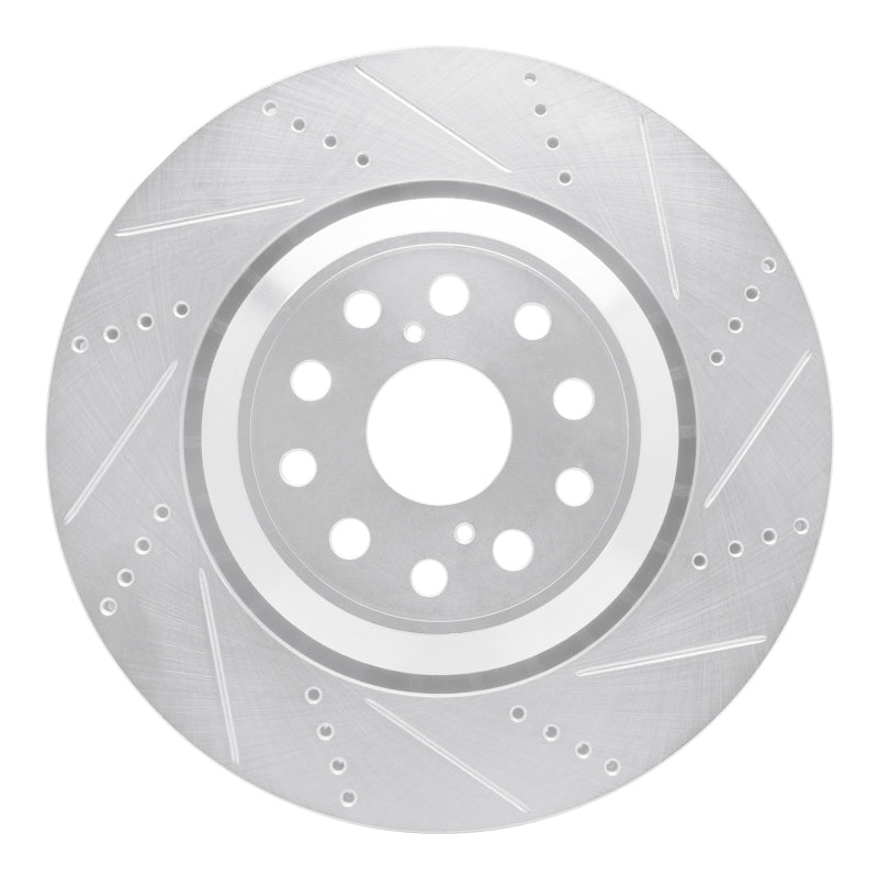 DFC 07-23 Lexus LS500h Right Front Drilled & Slotted Silver Brake Rotor
