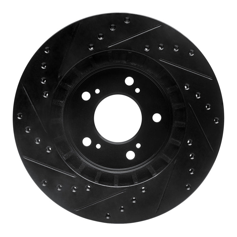 R1 97-05 Acura NSX Front Right Drilled & Slotted Black Brake Rotor