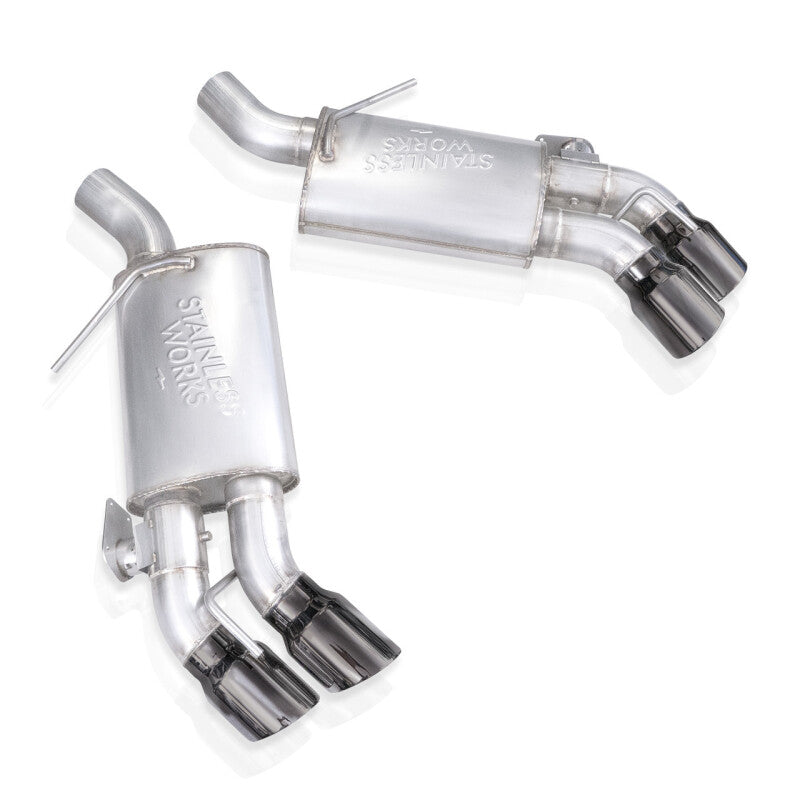 Stainless Works 16-21 Camaro SS 3in Redline Factory Connect Axle Back w/Valve - 4in Quad Black Tips