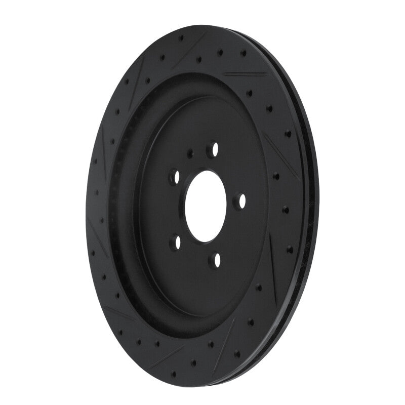 R1 13-14 Ford Mustang Rear Right Drilled & Slotted Black Brake Rotor