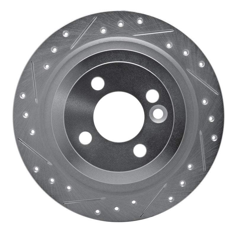 R1 09-14 Mini Cooper Clubman Rear Left Drilled & Slotted Silver Brake Rotor