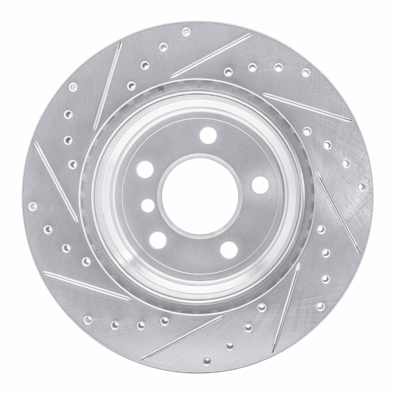 R1 07-19 BMW X6 Rear Right Drilled & Slotted Silver Brake Rotor