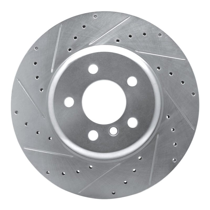 R1 10-19 BMW 640I xDrive Convertible Rear Left Drilled & Slotted Silver Brake Rotor