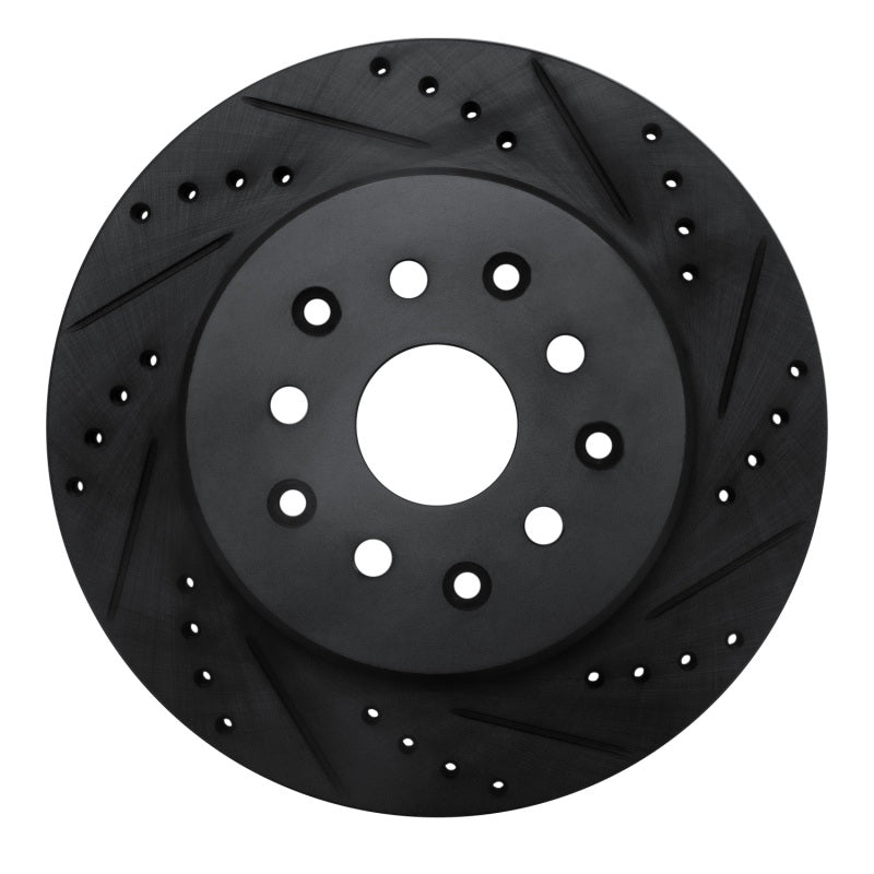 R1 93-98 Toyota Supra Rear Right Drilled & Slotted Black Brake Rotor