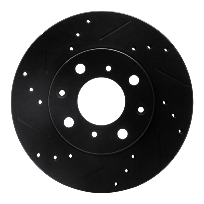 R1 90-00 Honda Civic Wagon Front Left Drilled & Slotted Black Brake Rotor