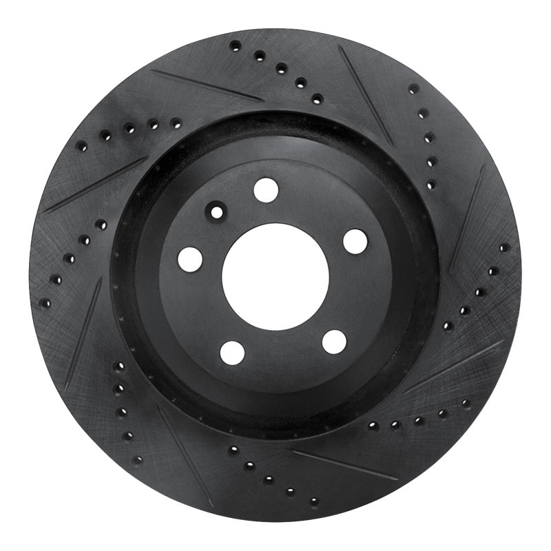 R1 05-11 Audi A6 Quattro Rear Right Drilled & Slotted Black Brake Rotor
