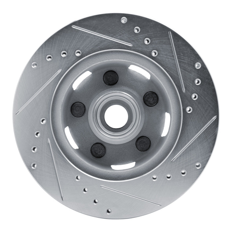 R1 65-67 Ford Falcon Front Left Drilled & Slotted Silver Brake Rotor