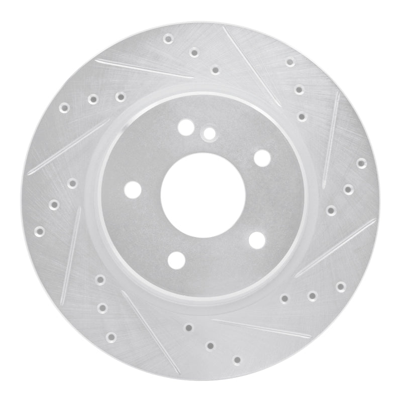 R1 1998-2009 Chrysler Crossfire Rear Right Drilled & Slotted Silver Brake Rotor