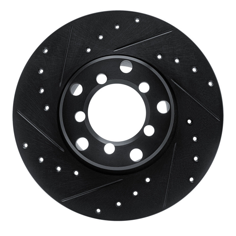 R1 65-73 Mercedes-Benz 230S Front Left Drilled & Slotted Black Brake Rotor