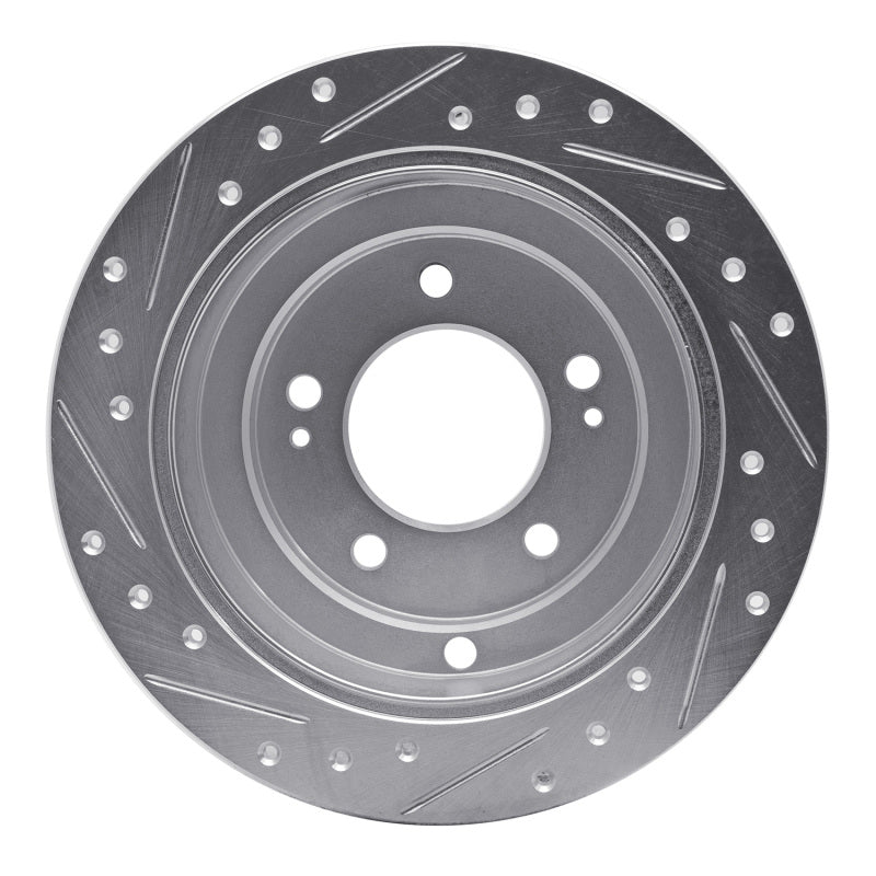 R1 04-06 Kia AMANTI Rear Right Drilled & Slotted Silver Brake Rotor