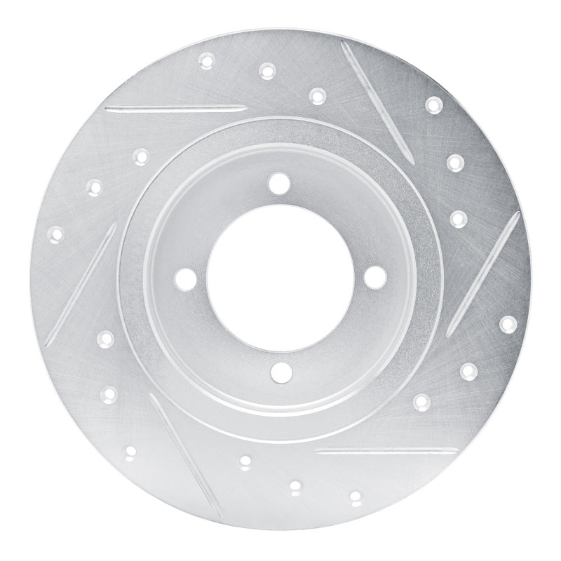 R1 75-82 Nissan 210 Front Left Drilled & Slotted Silver Brake Rotor