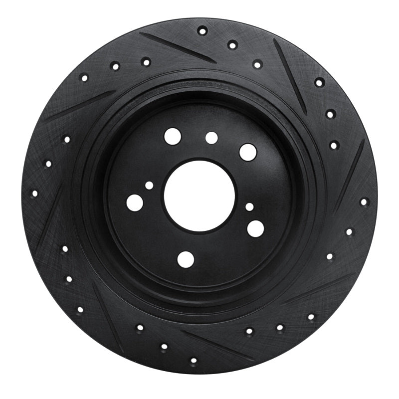 R1 95-99 Toyota AVALON Rear Left Drilled & Slotted Black Brake Rotor