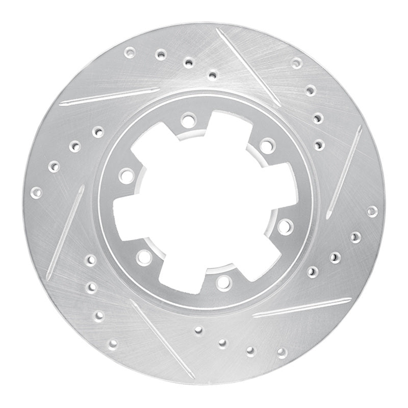 R1 85-02 Nissan Pickup Hardbody Front Right Drilled & Slotted Silver Brake Rotor