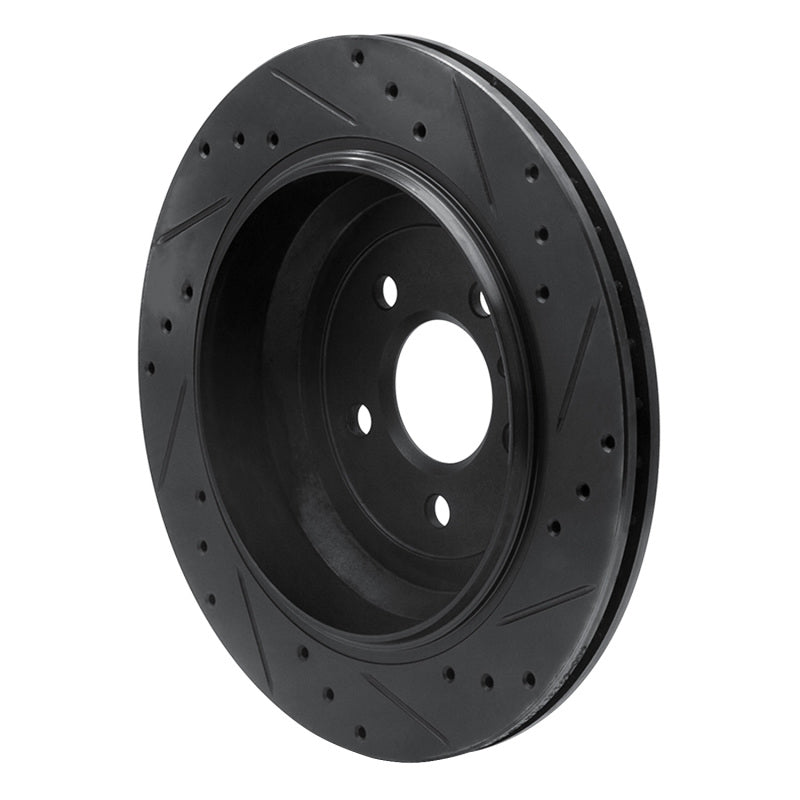R1 06-12 Mercedes-Benz ML350 Rear Left Drilled & Slotted Black Brake Rotor