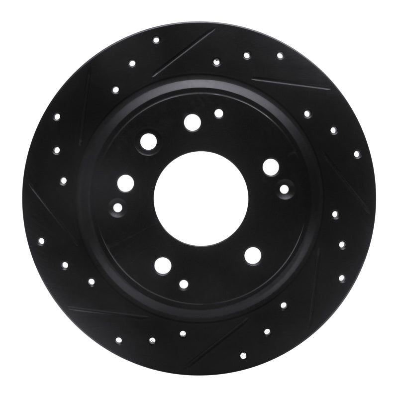 R1 91-99 Acura Legend Rear Left Drilled & Slotted Black Brake Rotor
