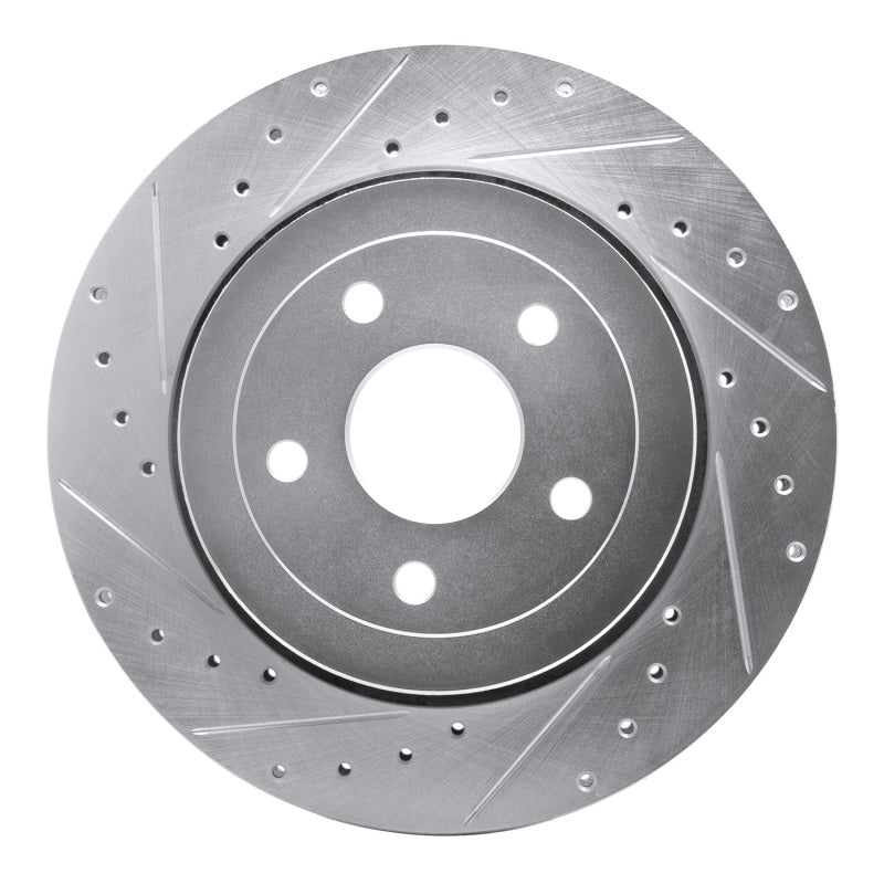 R1 06-10 Jeep Grand Cherokee Rear Left Drilled & Slotted Silver Brake Rotor