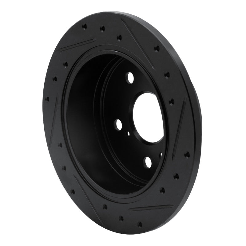 R1 02-08 Lexus ES300 Rear Left Drilled & Slotted Black Brake Rotor