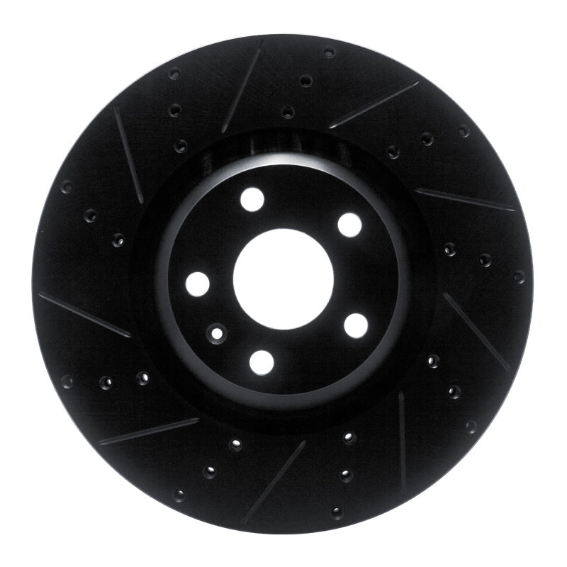 R1 12-15 Audi TTS Quattro Front Left Drilled & Slotted Black Brake Rotor
