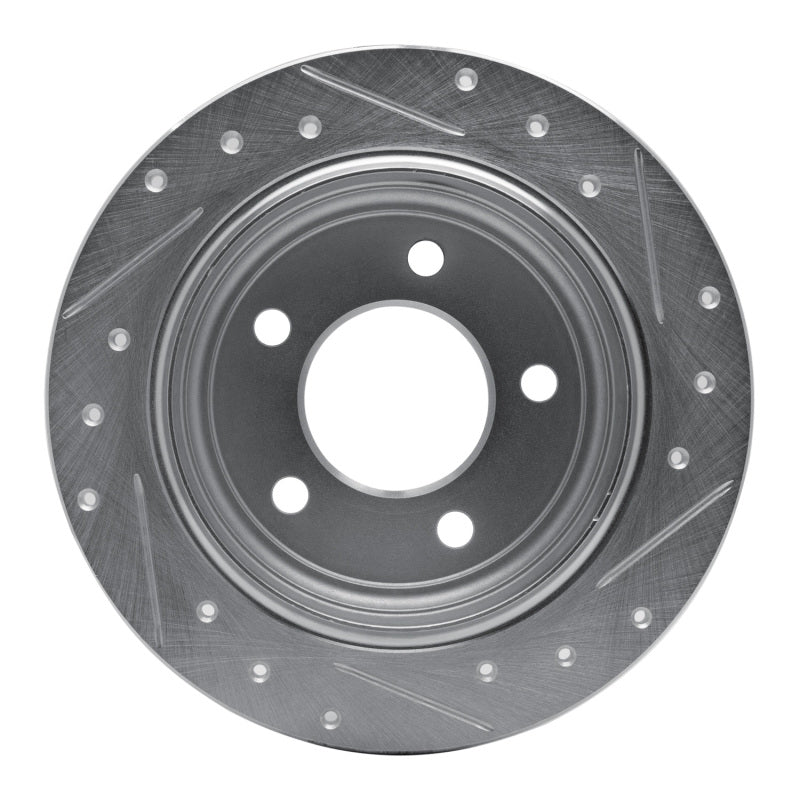 R1 93-04 Chrysler 300M Rear Left Drilled & Slotted Silver Brake Rotor