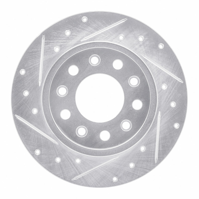 R1 13-16 Dodge DART Rear Left Drilled & Slotted Silver Brake Rotor