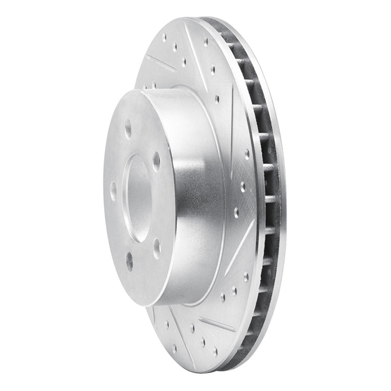 R1 82-90 Ford Mustang Rear Right Drilled & Slotted Silver Brake Rotor