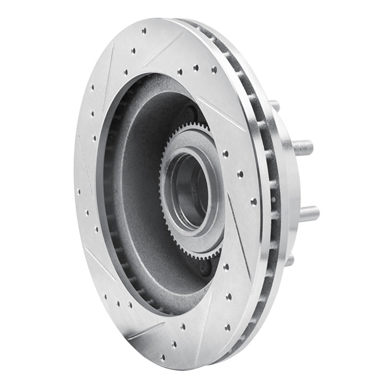 R1 95-07 Ford E-250 Econoline Front Right Drilled & Slotted Silver Brake Rotor