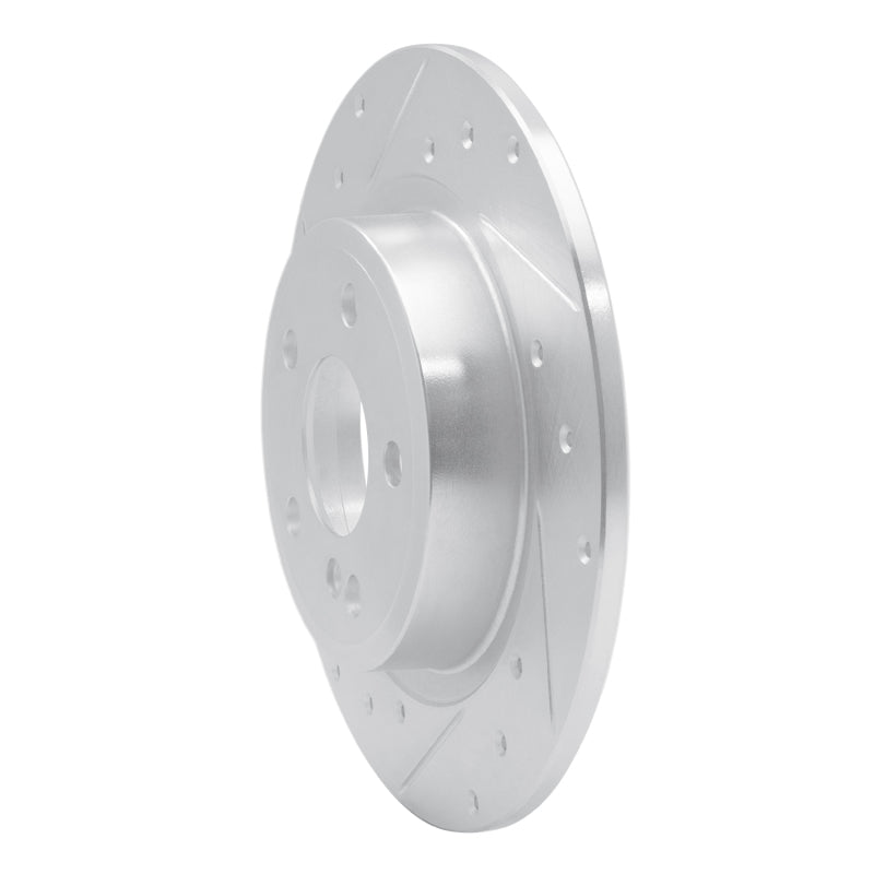 R1 14-20 Infiniti QX30 Rear Left Drilled & Slotted Silver Brake Rotor