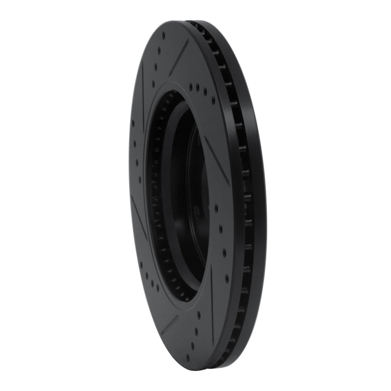 R1 11-19 Nissan Juke Front Right Drilled & Slotted Black Brake Rotor
