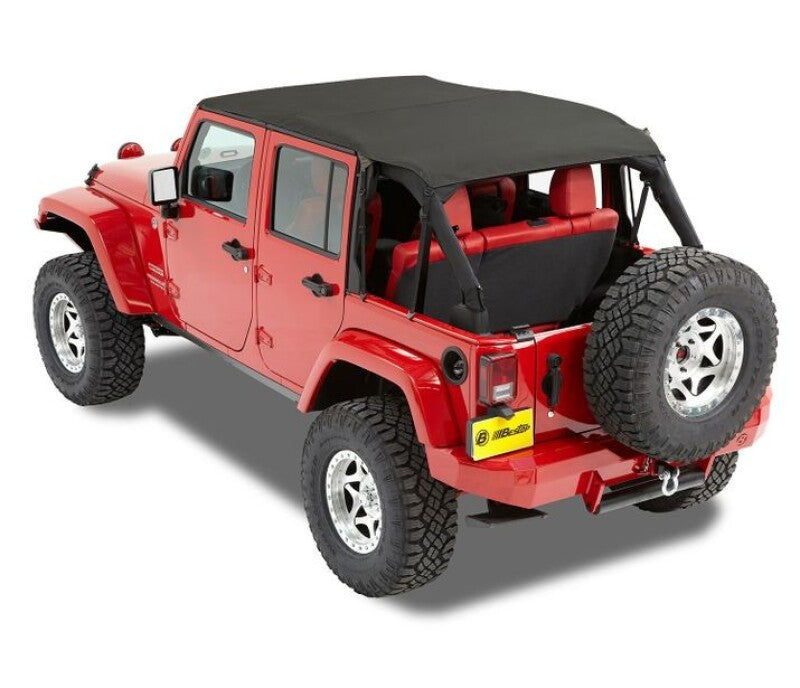 Bestop 10-18 Jeep Wrangler JK 4-Door Header Safari Cable Style Bikini (Black Diamond)