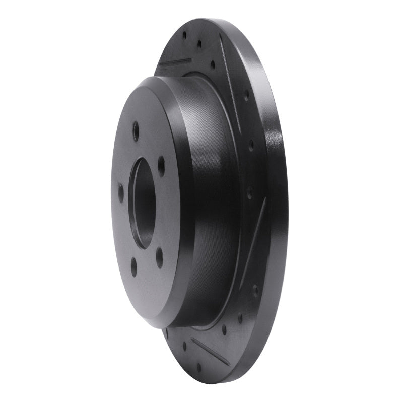 R1 96-02 Ford Crown Victoria Rear Right Drilled & Slotted Black Brake Rotor