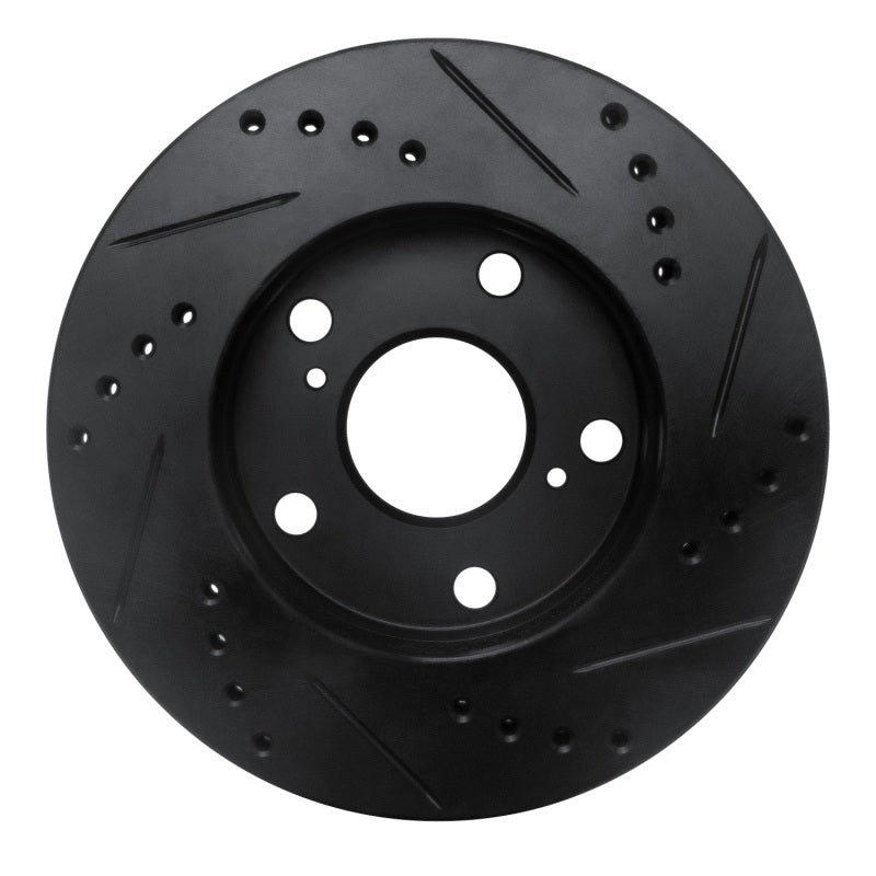 R1 92-01 Toyota Camry Front Left Drilled & Slotted Black Brake Rotor