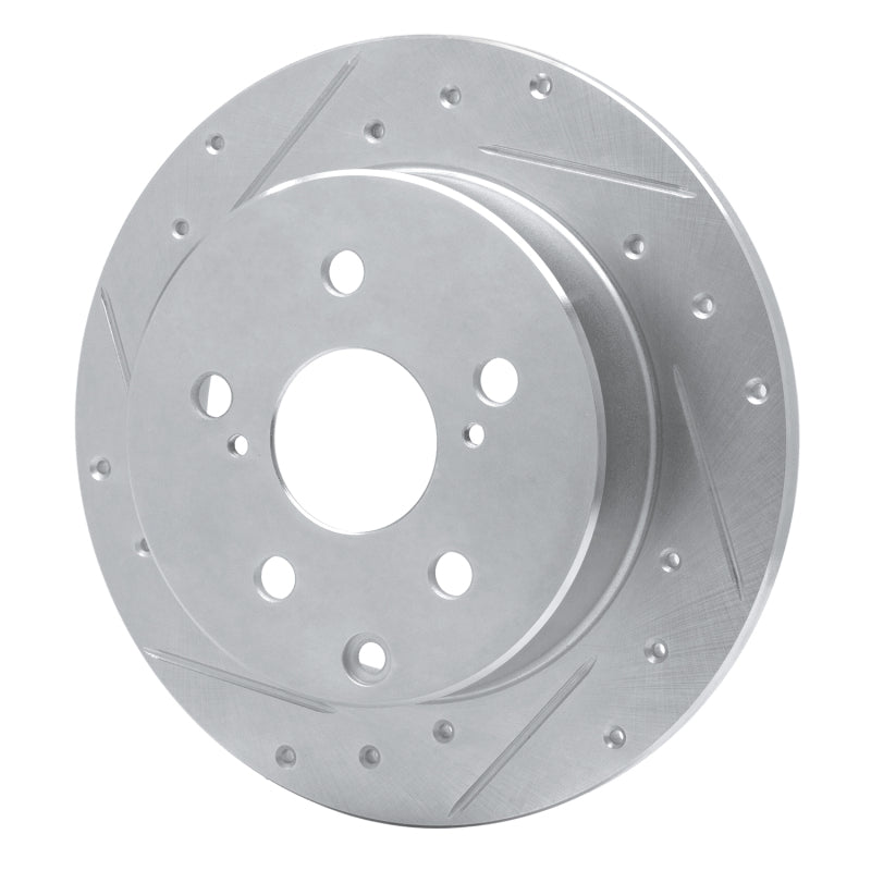 R1 06-18 Lexus HS250H Rear Left Drilled & Slotted Silver Brake Rotor