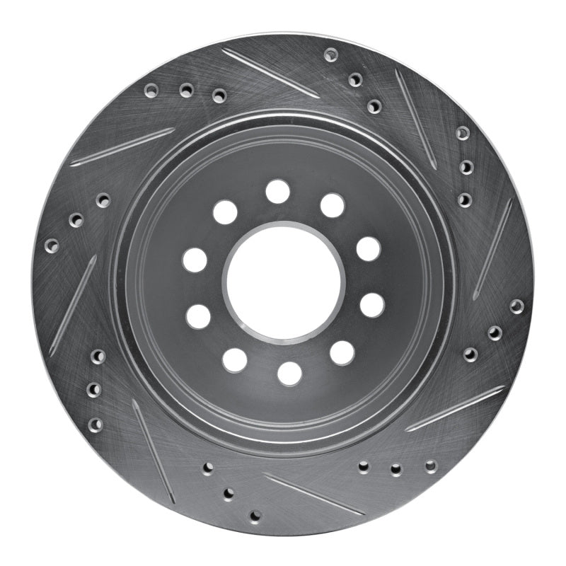 R1 03-11 Lincoln Town Car Rear Left Drilled & Slotted Silver Brake Rotor