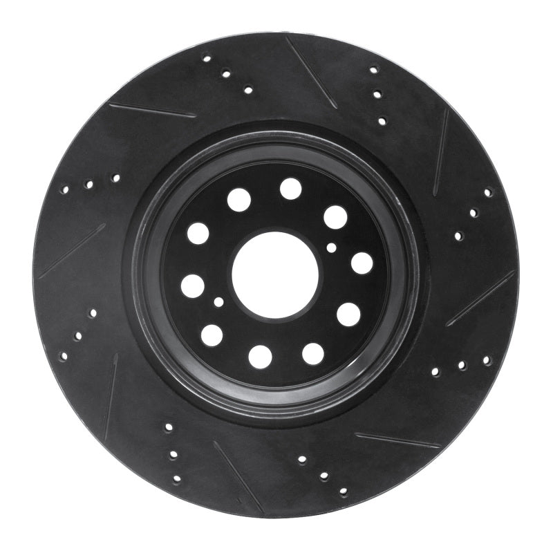 R1 07-17 Lexus LS460 Left Rear Drilled & Slotted Black Brake Rotor