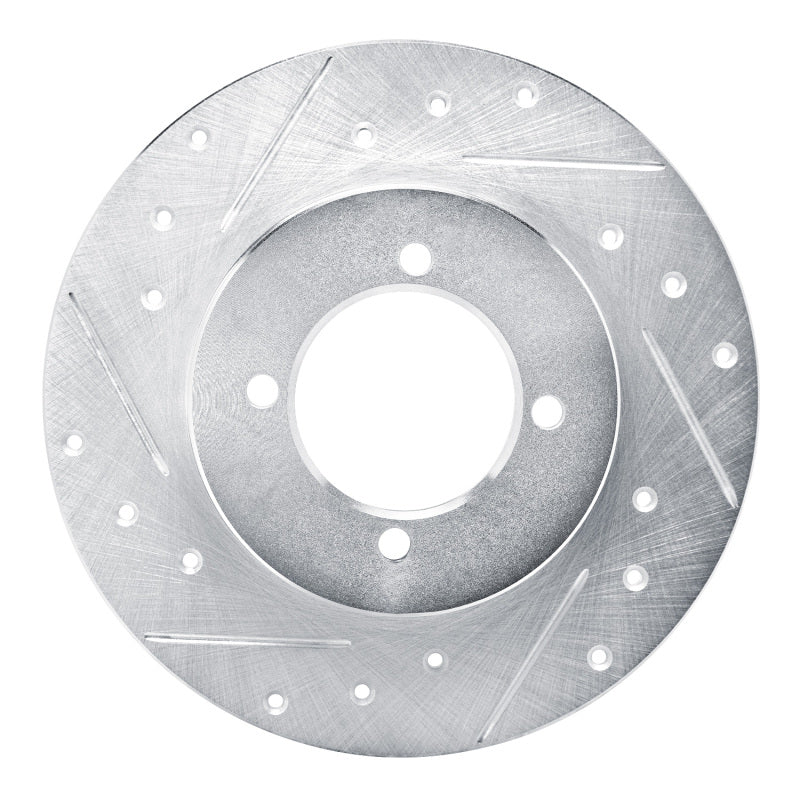 R1 75-82 Nissan 210 Front Left Drilled & Slotted Silver Brake Rotor