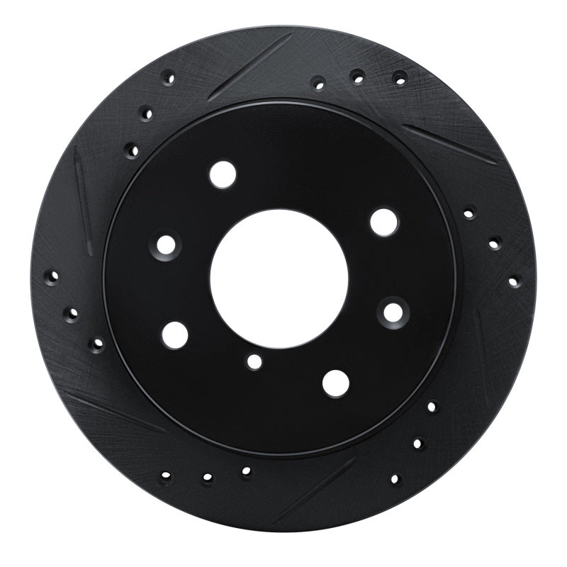 R1 84-85 Mazda RX-7 Rear Left Drilled & Slotted Black Brake Rotor