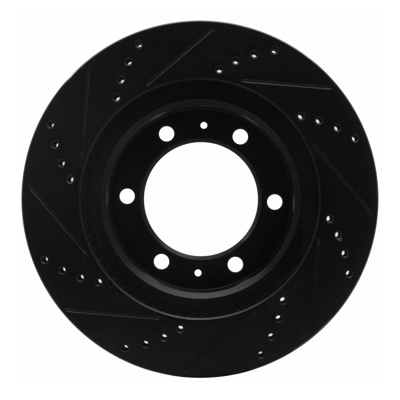 R1 05-23 Toyota Tacoma Front Right Drilled & Slotted Black Brake Rotor