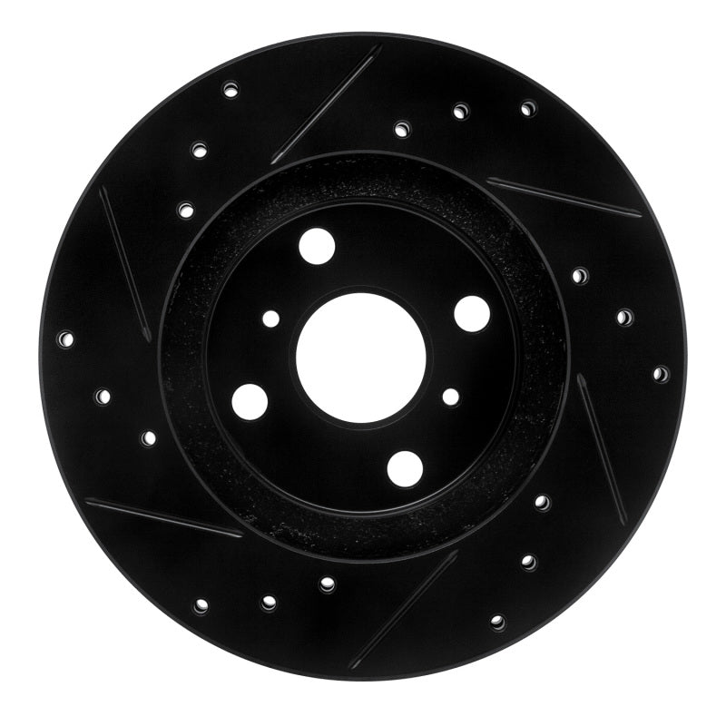 R1 87-92 Geo Prizm Front Right Drilled & Slotted Black Brake Rotor