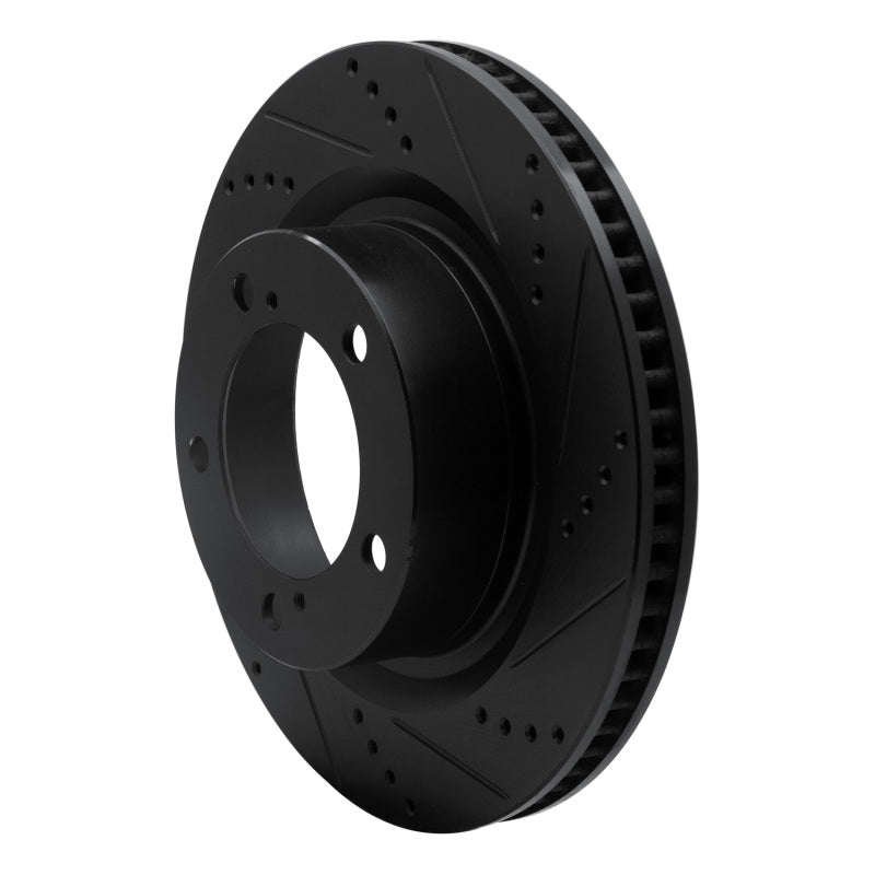R1 07-22 Lexus LX570 Front Right Drilled & Slotted Black Brake Rotor
