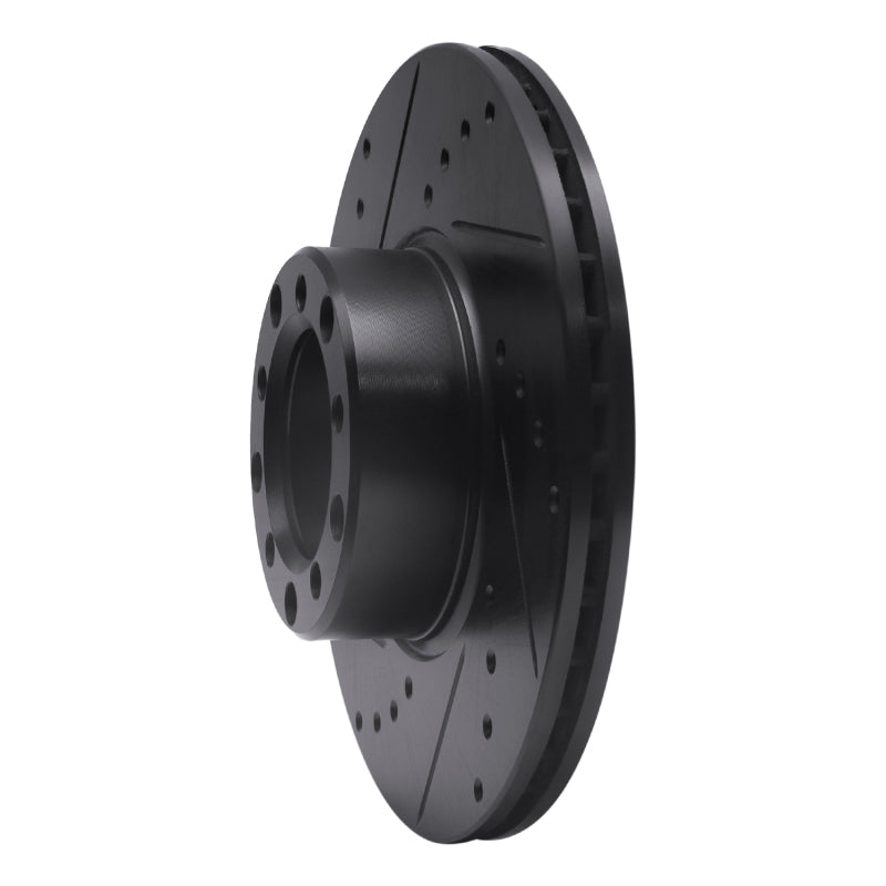 R1 72-80 Mercedes-Benz 280SE Front Left Drilled & Slotted Black Brake Rotor