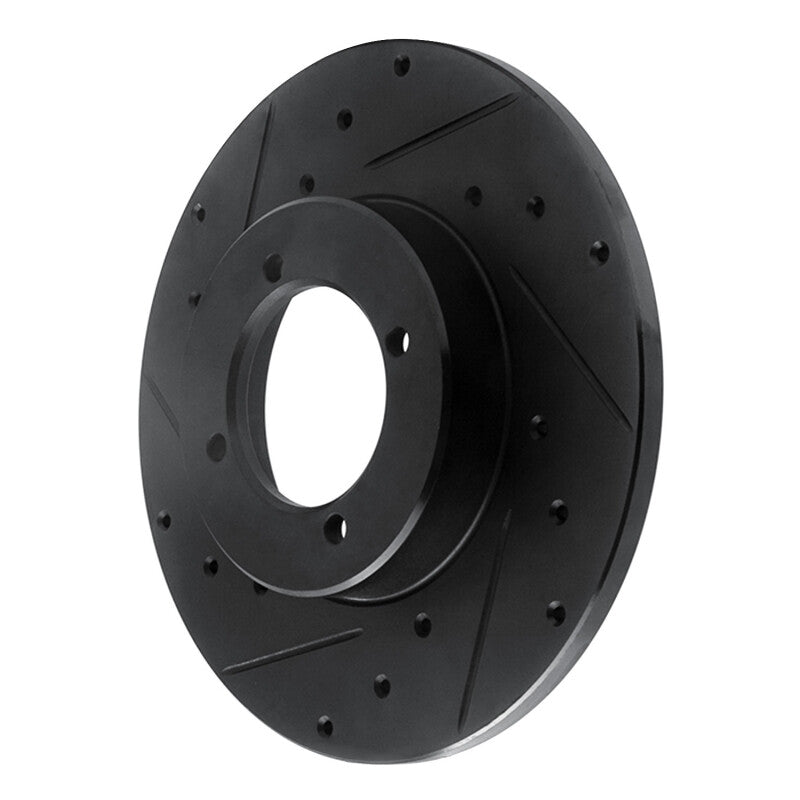 R1 74-78 Nissan 260Z Front Left Drilled & Slotted Black Brake Rotor