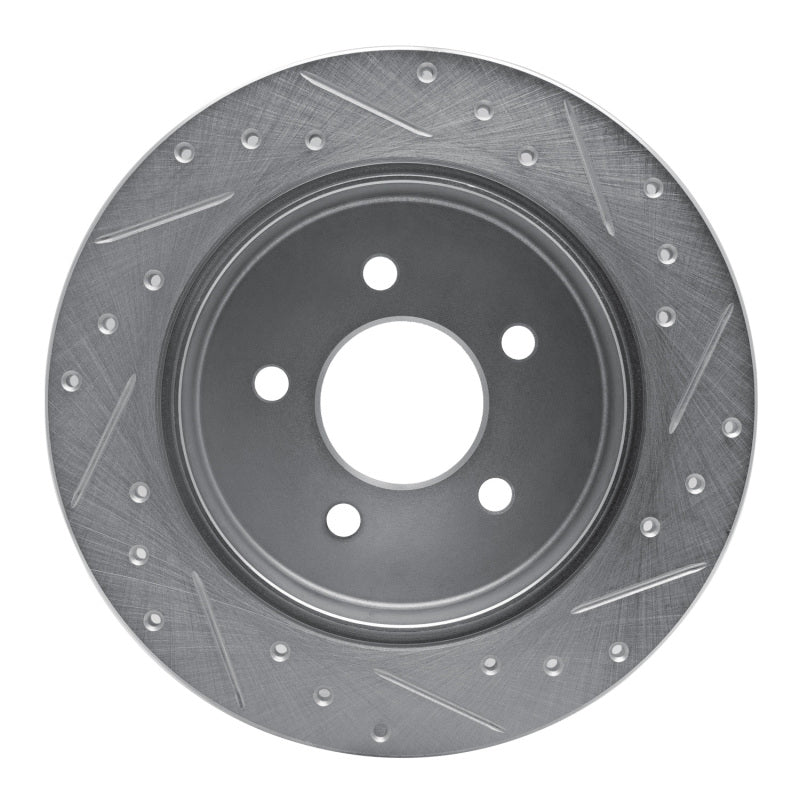 R1 91-95 Ford Crown Victoria Rear Left Drilled & Slotted Silver Brake Rotor