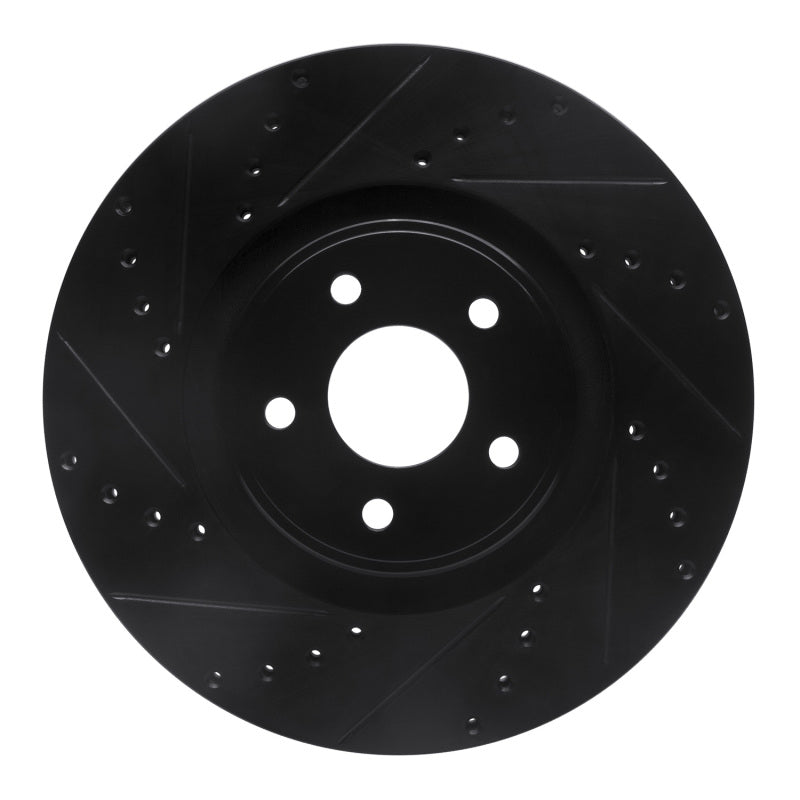 R1 14-18 Ford Focus ST Front Left Drilled & Slotted Black Brake Rotor