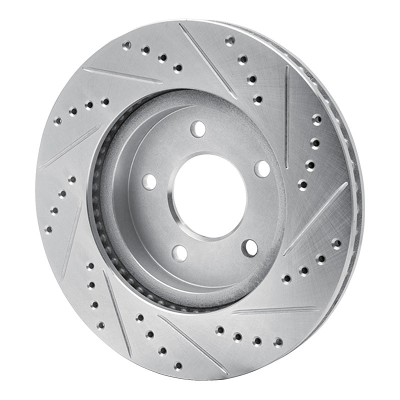 R1 02-07 Chevrolet Equinox Front Left Drilled & Slotted Silver Brake Rotor