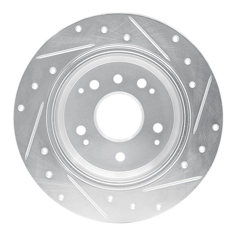 R1 99-11 Acura TL Rear Left Drilled & Slotted Silver Brake Rotor