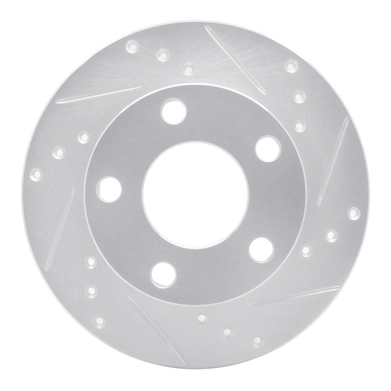 R1 80-91 Audi 5000S Rear Right Drilled & Slotted Silver Brake Rotor