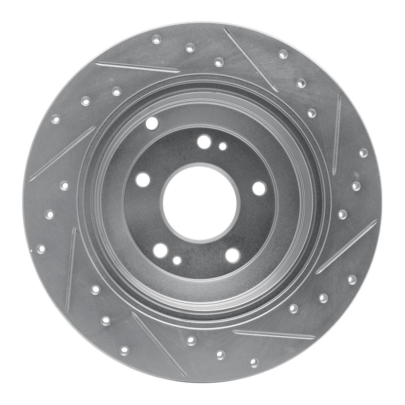 DFC 10-16 Hyundai Genesis Coupe Rear Left Drilled & Slotted Silver Brake Rotor