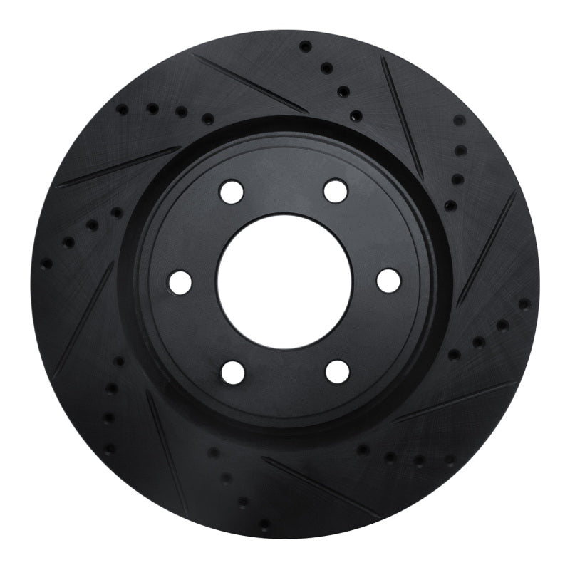 R1 07-24 Infiniti QX80 Front Right Drilled & Slotted Black Brake Rotor