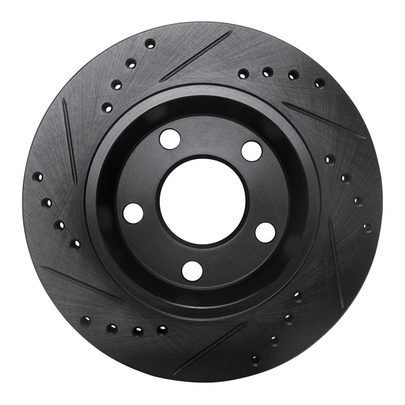 R1 85-91 Audi 200 Quattro Rear Right Drilled & Slotted Black Brake Rotor