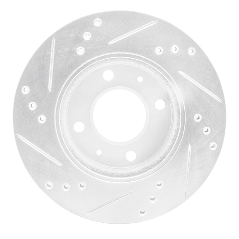 R1 00-02 Hyundai Accent Front Right Drilled & Slotted Silver Brake Rotor